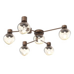 Luna Hub & Spoke Ceiling Light / Wall Sconce - Burnished Bronze / Amber Geo