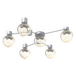 Luna Hub & Spoke Ceiling Light / Wall Sconce - Classic Silver / Amber Floret