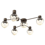 Luna Hub & Spoke Ceiling Light / Wall Sconce - Flat Bronze / Amber Floret