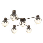 Luna Hub & Spoke Ceiling Light / Wall Sconce - Flat Bronze / Amber Geo