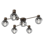 Luna Hub & Spoke Ceiling Light / Wall Sconce - Flat Bronze / Smoke Geo