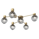 Luna Hub & Spoke Ceiling Light / Wall Sconce - Gilded Brass / Smoke Floret