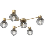 Luna Hub & Spoke Ceiling Light / Wall Sconce - Gilded Brass / Smoke Geo