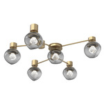 Luna Hub & Spoke Ceiling Light / Wall Sconce - Gilded Brass / Smoke Zircon