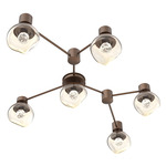 Luna Hub & Spoke Ceiling Light / Wall Sconce - Burnished Bronze / Amber Floret