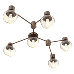 Luna Hub & Spoke Ceiling Light / Wall Sconce - Burnished Bronze / Amber Geo