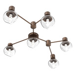 Luna Hub & Spoke Ceiling Light / Wall Sconce - Burnished Bronze / Clear Geo
