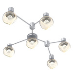 Luna Hub & Spoke Ceiling Light / Wall Sconce - Classic Silver / Amber Floret