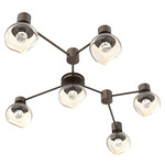Luna Hub & Spoke Ceiling Light / Wall Sconce - Flat Bronze / Amber Floret