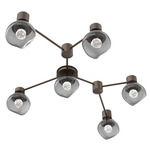 Luna Hub & Spoke Ceiling Light / Wall Sconce - Flat Bronze / Smoke Floret
