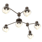 Luna Hub & Spoke Ceiling Light / Wall Sconce - Flat Bronze / Amber Geo
