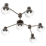 Luna Hub & Spoke Ceiling Light / Wall Sconce - Flat Bronze / Clear Geo