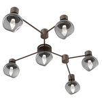 Luna Hub & Spoke Ceiling Light / Wall Sconce - Flat Bronze / Smoke Geo