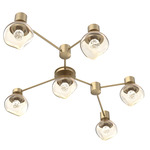 Luna Hub & Spoke Ceiling Light / Wall Sconce - Gilded Brass / Amber Floret