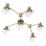 Luna Hub & Spoke Ceiling Light / Wall Sconce - Gilded Brass / Clear Floret