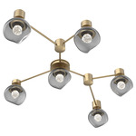 Luna Hub & Spoke Ceiling Light / Wall Sconce - Gilded Brass / Smoke Floret