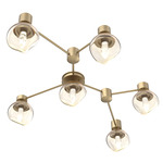 Luna Hub & Spoke Ceiling Light / Wall Sconce - Gilded Brass / Amber Geo