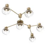 Luna Hub & Spoke Ceiling Light / Wall Sconce - Gilded Brass / Clear Geo