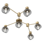 Luna Hub & Spoke Ceiling Light / Wall Sconce - Gilded Brass / Smoke Geo