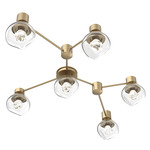 Luna Hub & Spoke Ceiling Light / Wall Sconce - Gilded Brass / Clear Zircon