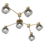 Luna Hub & Spoke Ceiling Light / Wall Sconce - Gilded Brass / Smoke Zircon