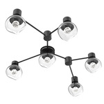 Luna Hub & Spoke Ceiling Light / Wall Sconce - Matte Black / Clear Floret