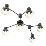 Luna Hub & Spoke Ceiling Light / Wall Sconce - Matte Black / Amber Geo