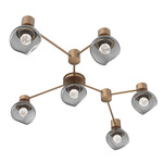 Luna Hub & Spoke Ceiling Light / Wall Sconce - Novel Brass / Smoke Floret