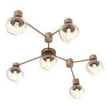 Luna Hub & Spoke Ceiling Light / Wall Sconce - Novel Brass / Amber Geo