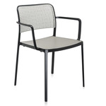 Audrey Outdoor Chair With Arm - 2 Pack - Black Frame / Light Gray