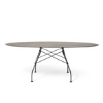 Glossy Oval Outdoor Table - Black / Bronze
