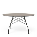 Glossy Outdoor Round Dining Table - Black / Bronze