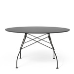 Glossy Outdoor Round Dining Table - Black / Black