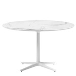 Multiplo Round Table with Spoke Base - White / White Marble