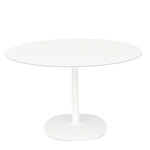 Multiplo Table with Round Base - White / White Glass