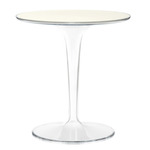 Tip Top Glass Top Table - Crystal / White