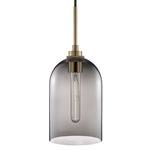 Cloche Pendant - Satin Brass / Grey