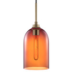 Cloche Pendant - Satin Brass / Cardinal