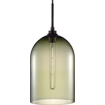 Cloche Pendant - Graphite / Moss