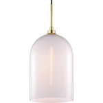 Cloche Pendant - Satin Brass / Opaline