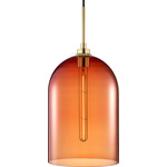 Cloche Pendant - Satin Brass / Cardinal