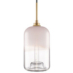 Pod Pendant - Satin Brass / Opaline / Clear