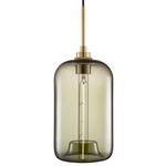 Pod Pendant - Satin Brass / Moss