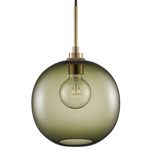 Solitaire Pendant - Satin Brass / Moss