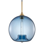 Stamen Pendant - Satin Brass / Sapphire