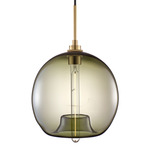 Stamen Pendant - Satin Brass / Moss