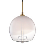 Stamen Pendant - Satin Brass / Opaline