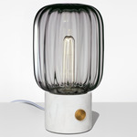 Arca Tall Ionic Table Lamp - White Marble / Grey Optique