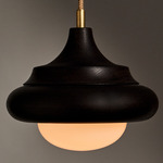 Humboldt 02 Wooden Pendant - Ebonized Oak / Opal