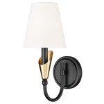 Claudelle Curved Arm Wall Light - Black / Gold / White